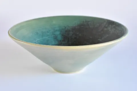 Bol gran Promesa cònic, interior verd i negre, color Verde Piedra